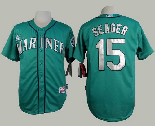 Mariners #15 Kyle Seager Green Alternate Cool Base Stitched MLB Jersey - Click Image to Close